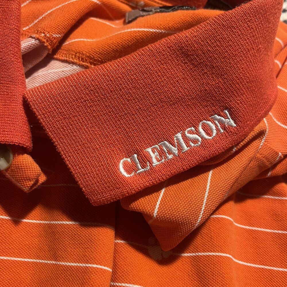 Clemson Tigers Chiliwear Polo Golf Shirt Large Orange Paw Embroidered 100%Cotton - Picture 5 of 6